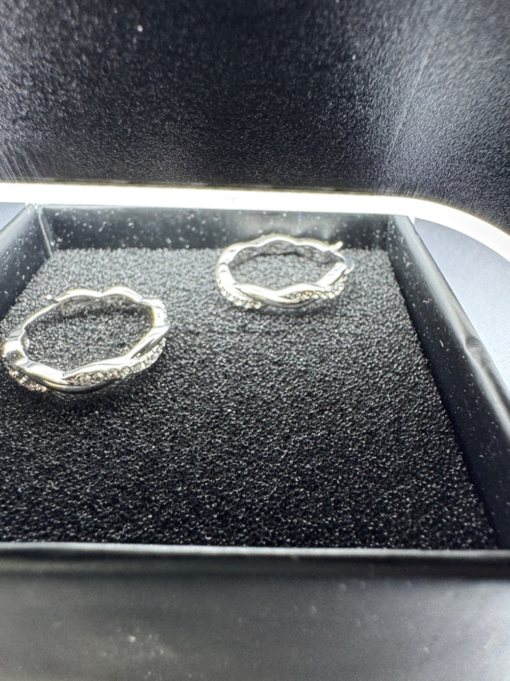 Cate & Chloe Silver Tone Hoop Earrings Rhinestone Gift Box - Picture 2 of 8